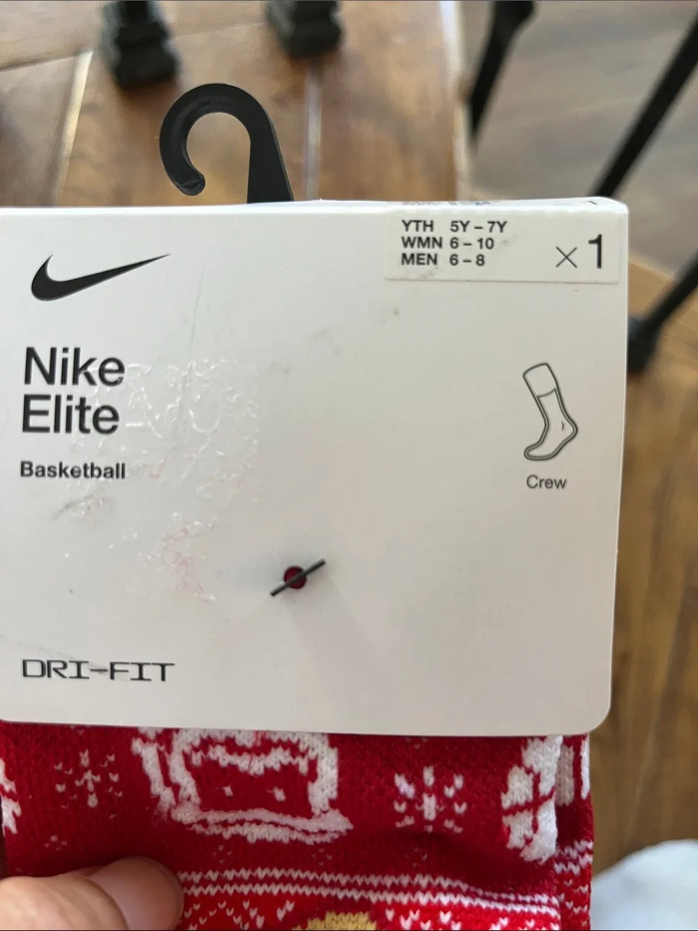 Nike Red Crew Socks with Gold Swoosh